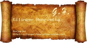 Gilinger Henrietta névjegykártya